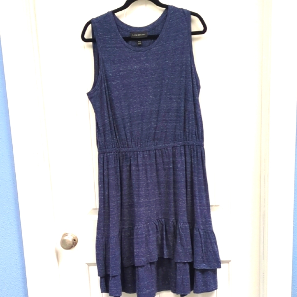 NWT Lane Bryant Heathered Blue Ruffle Sleeveless Dress